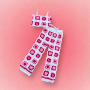 Conjunto calça e Top Crochê feito a mão artesanal