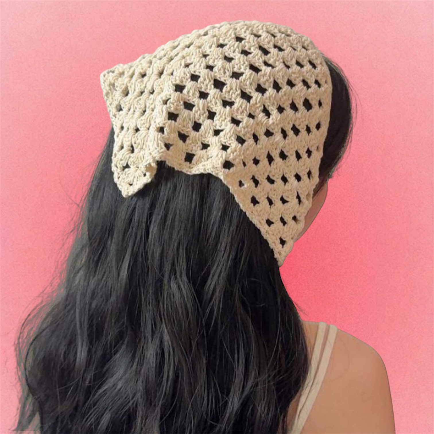 Bandana de Crochê/ lenço de crochê feito à mão artesanal