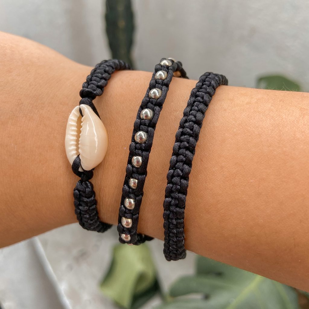 Kit Pulseira Preta Concha