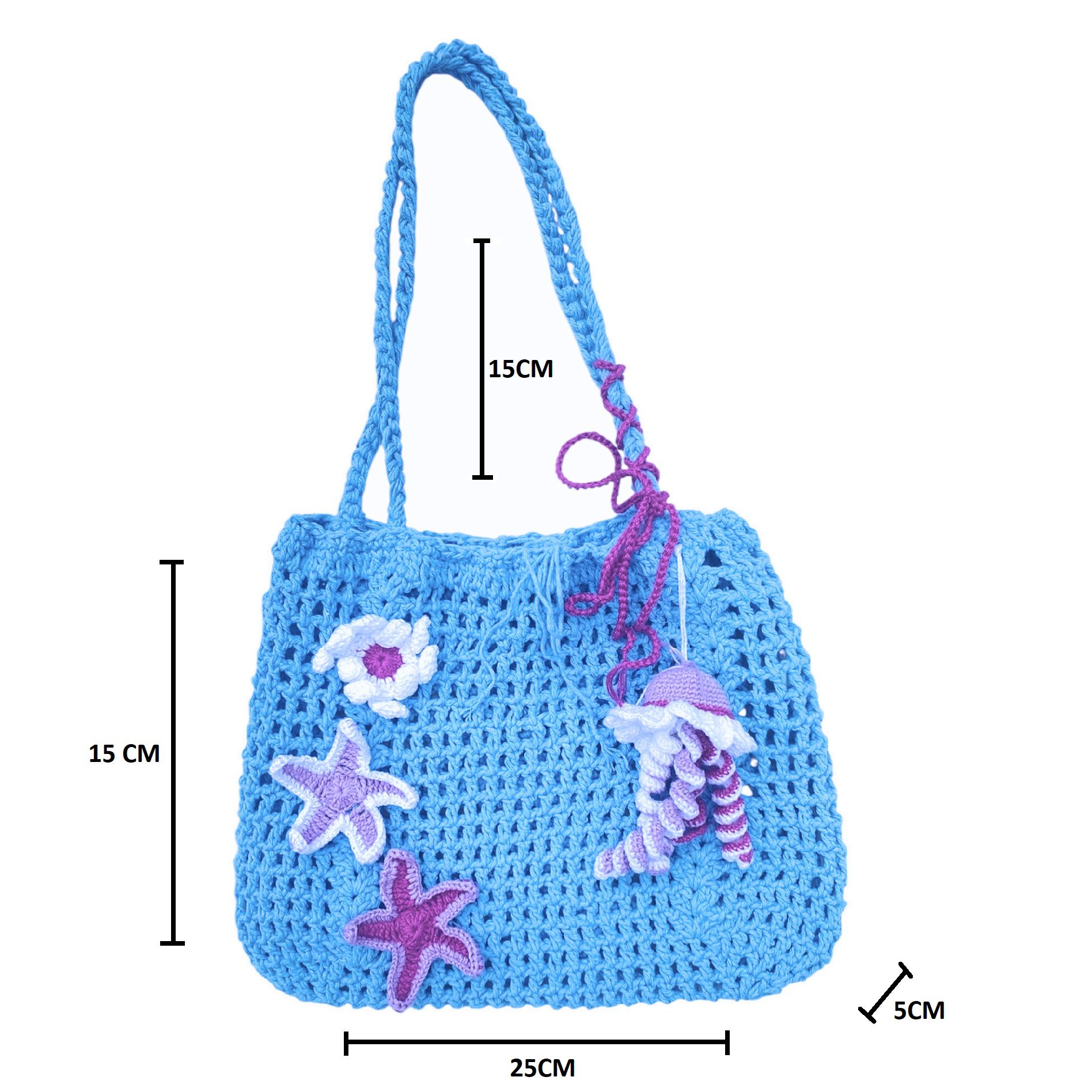 Bolsa croche tamanho