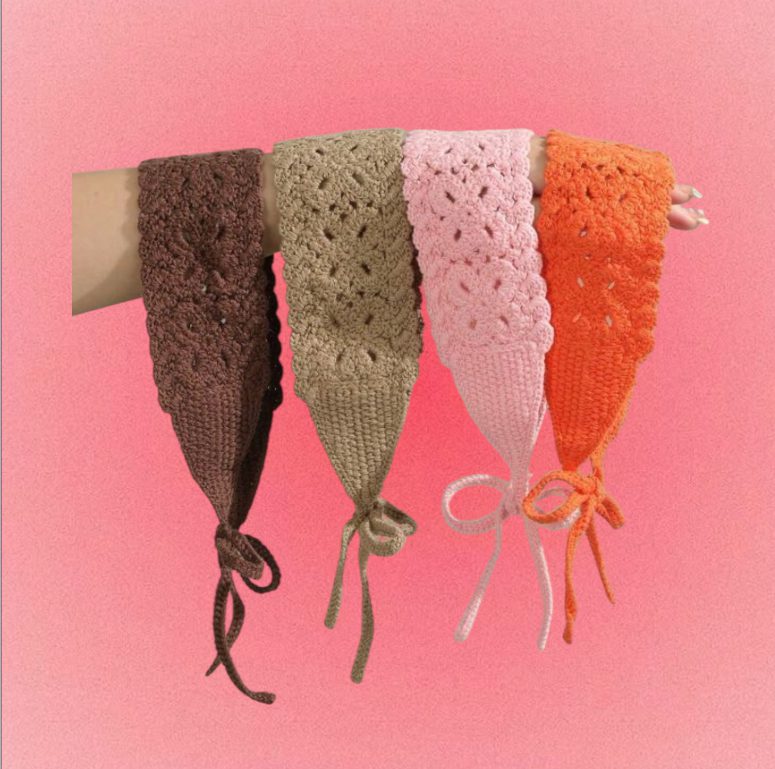 faixa de cabelo crochê artesanal feito à mão