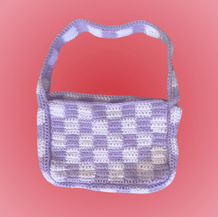 bolsa xadrez crochê feito à mão artesanal