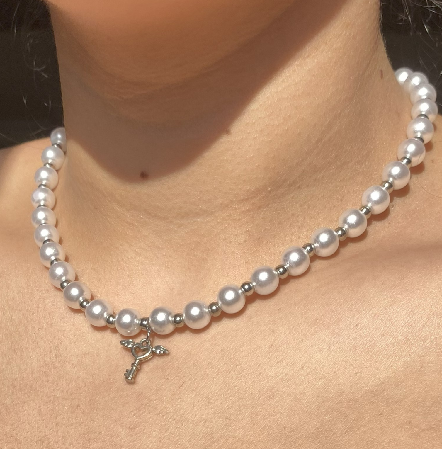 colar perolas e prata miçanga feito a mao artesanal