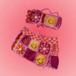 Conjunto Crochê Top e Saia Artesanal Feito à Mão