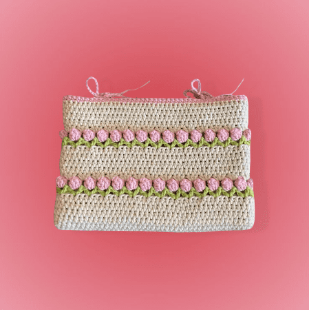 porta livro de crochê tulipa