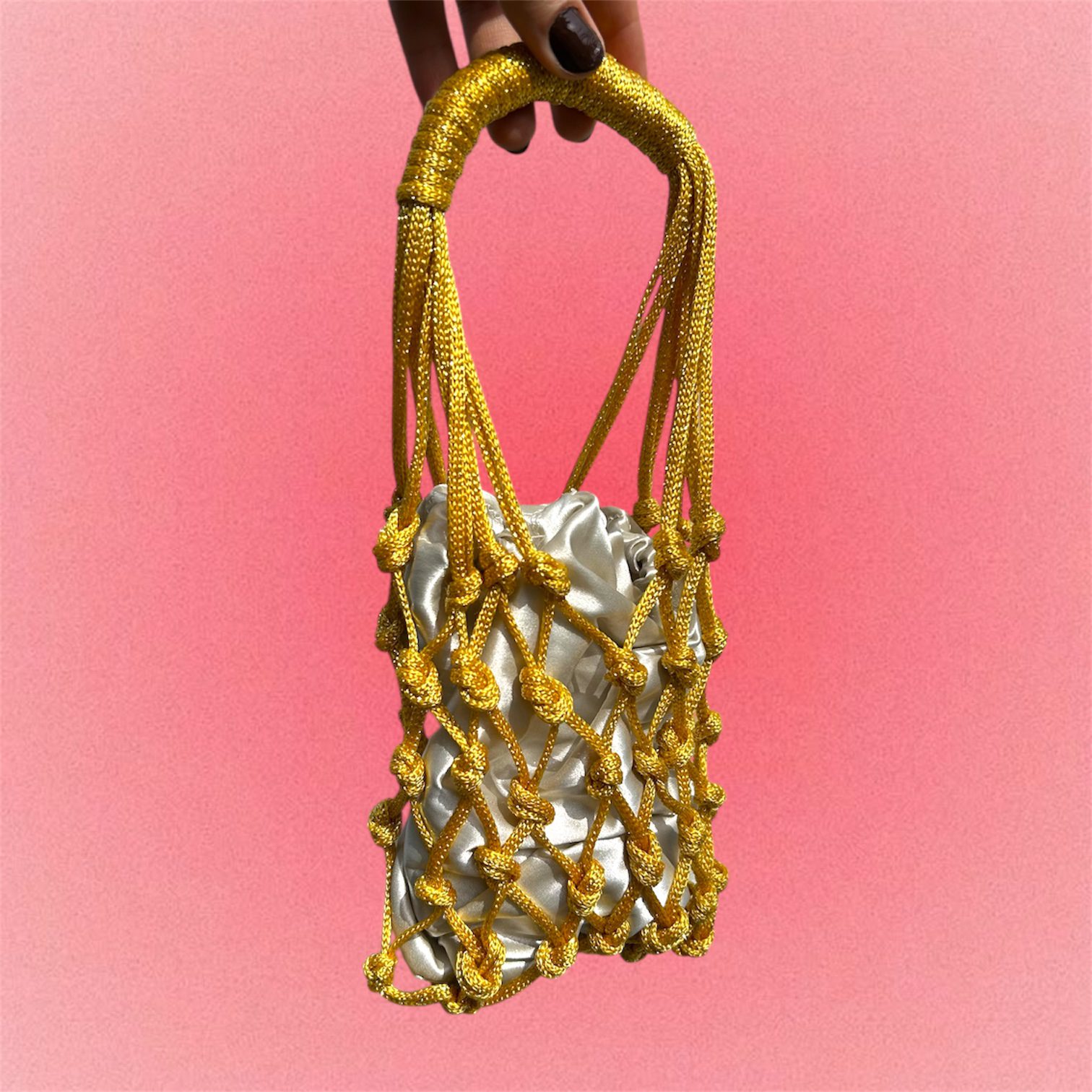 Bolsa Macramê Feita à Mão Moda Praia Verão